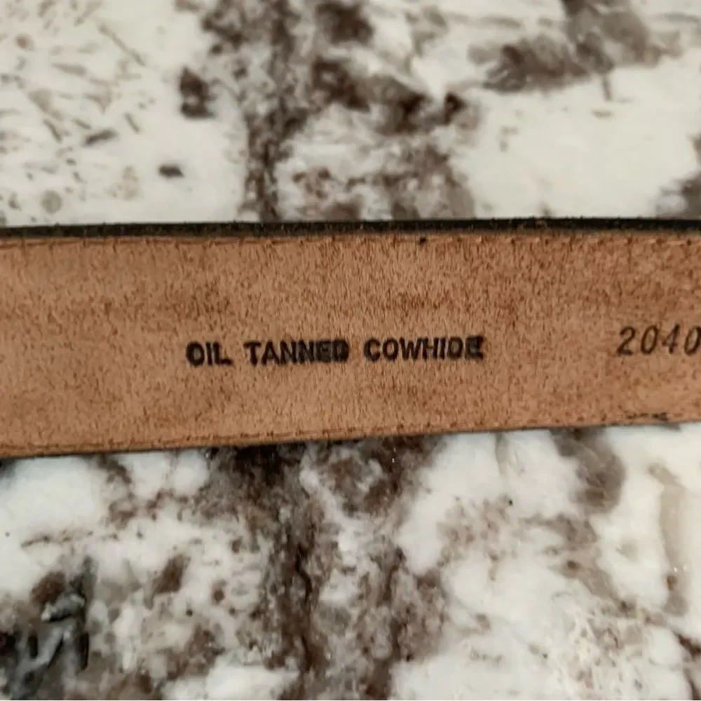 Oil Tanned Cowhide Belt - Decorative Repeated X Design - 38 Western Cowboy